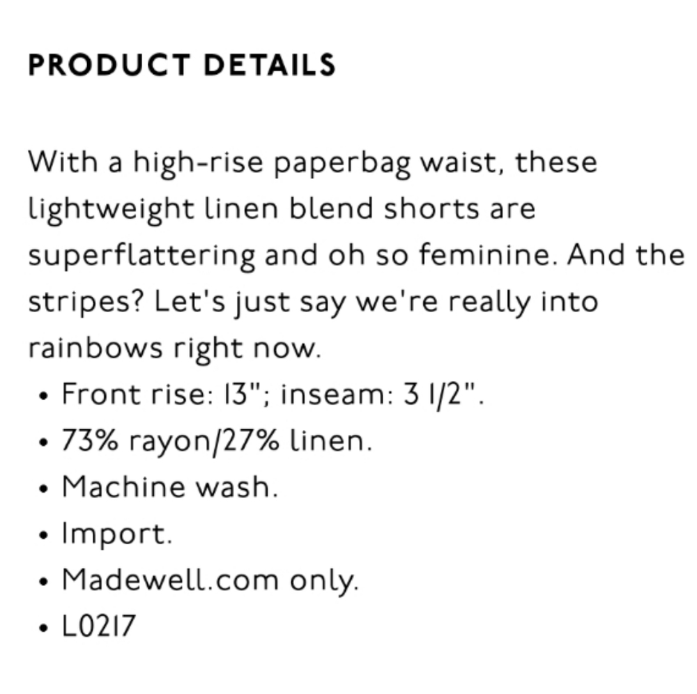 Madewell Paperbag Shorts in Rainbow Stripe - Picture 2 of 15